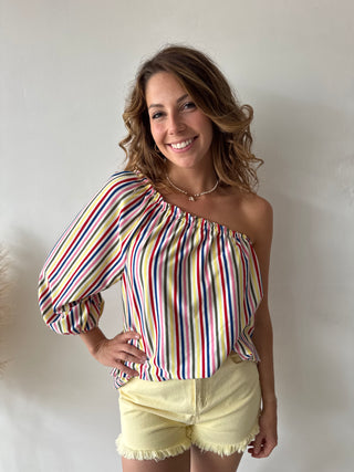 Colorful one shoulder top
