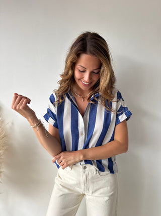 Blue white striped shirt