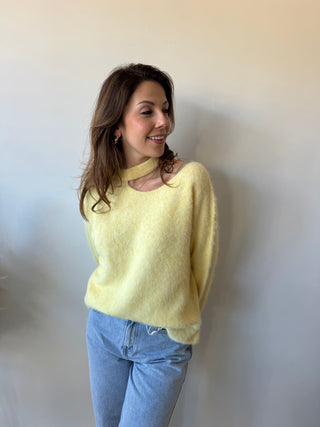 Yellow open back soft knit