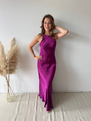 Purple silky dress