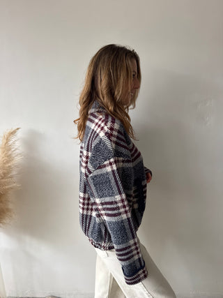 Burgundy blue soft cardigan