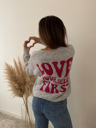 Love yourself grey knit