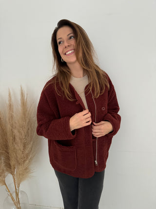 Burgundy teddy jacket