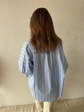 Blue white striped blouse