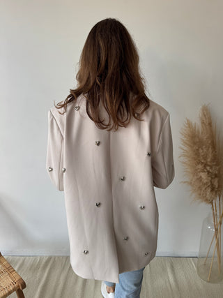 Silver hearts beige blazer