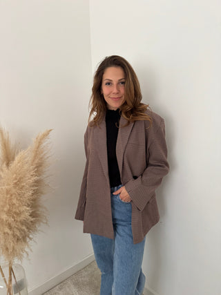 Burgundy checked blazer