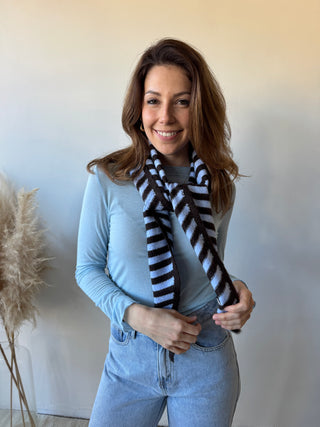 Brown blue striped scarf