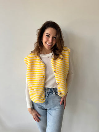 Yellow striped teddy bodywarmer
