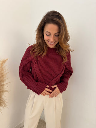 Burgundy braided knit