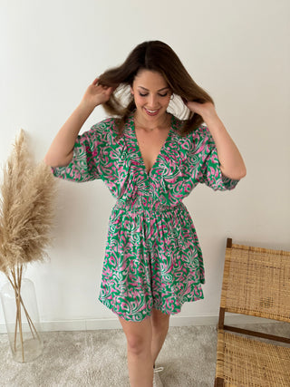 Green pink playsuit