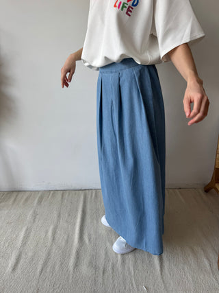 Blue denim maxi skirt