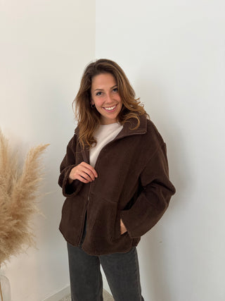 Brown teddy vest