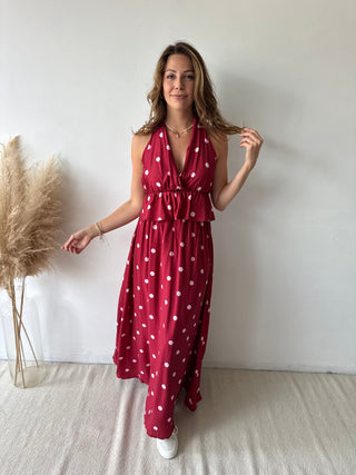 Burgundy polka dots set