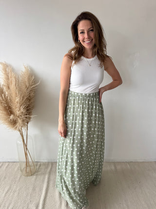Green polka dots skirt