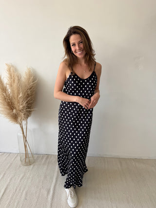 Black polka dots dress