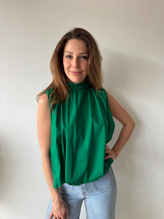 Green open back bow top