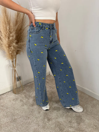 Yellow lemons denim pants