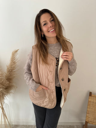 Beige quilted bodywarmer