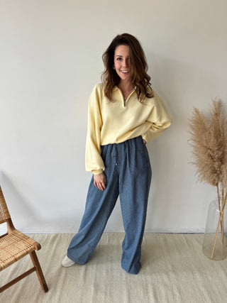 Blue striped wide pants