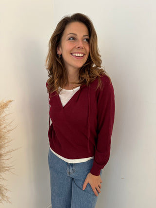 Burgundy double layered knit