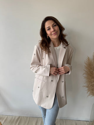Silver hearts beige blazer