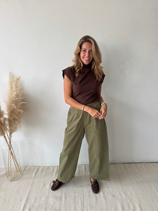 Kaki barrel pants