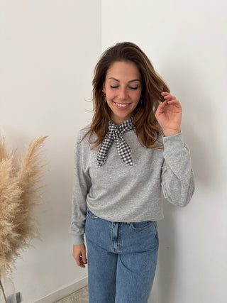 Simple grey scarf sweater
