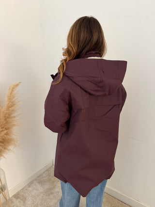 Burgundy rain jacket