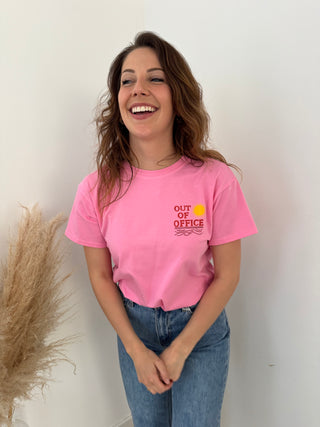 Out of office pink t-shirt