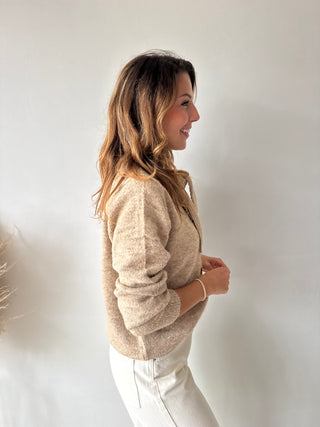 Taupe button scarf knit