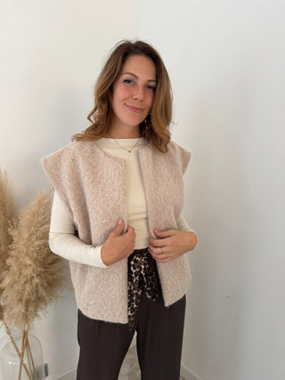 Beige fall gilet