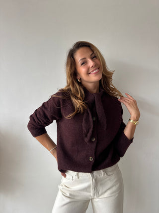 Burgundy button scarf knit