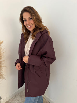 Burgundy rain jacket