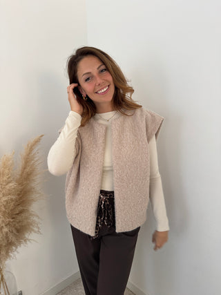 Beige fall gilet