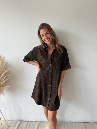 Leopard shirt dress