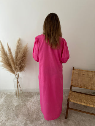 Fuchsia linen maxi dress