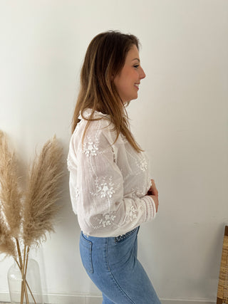 White flowers blouse