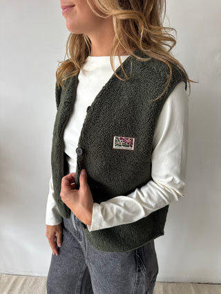Green teddy vest