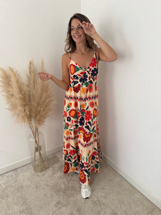 Colorful flowers maxi dress