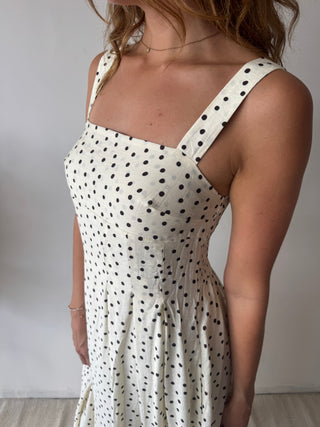 Ecru polka dot maxi dress