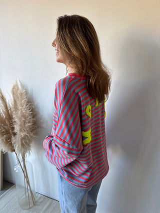 Yellow mommy striped sweater