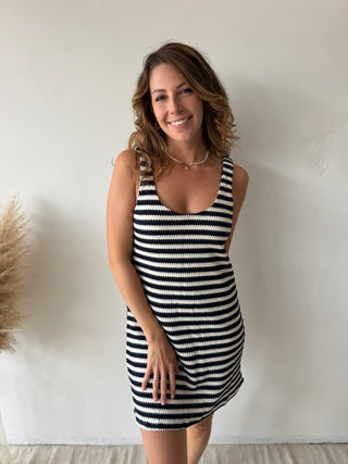 Navy striped dress