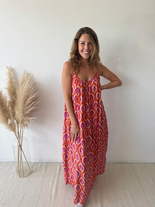 Pink orange flowy dress