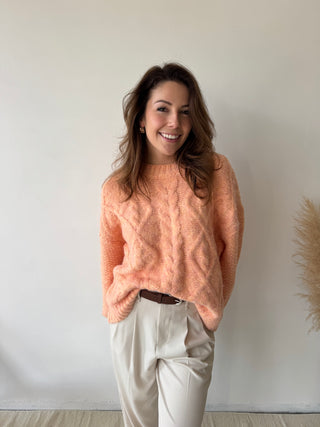 Peach cable knit