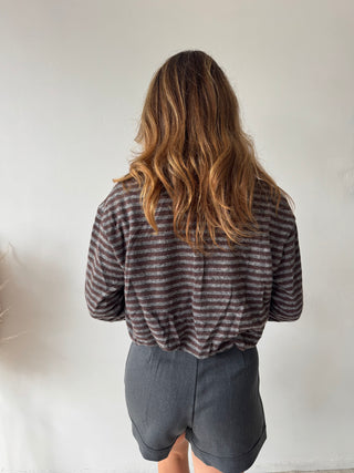 Soft brown grey zipper knit