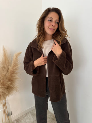 Brown teddy vest