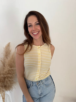 Yellow white summer top