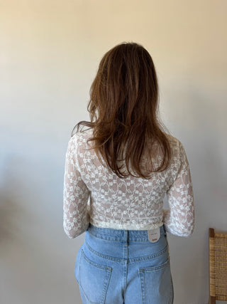 Beige flowered longsleeve top