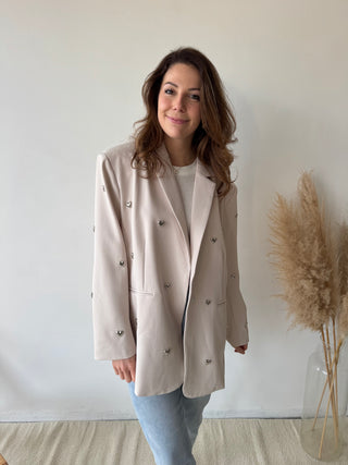 Silver hearts beige blazer