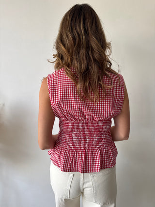 Red vichy top